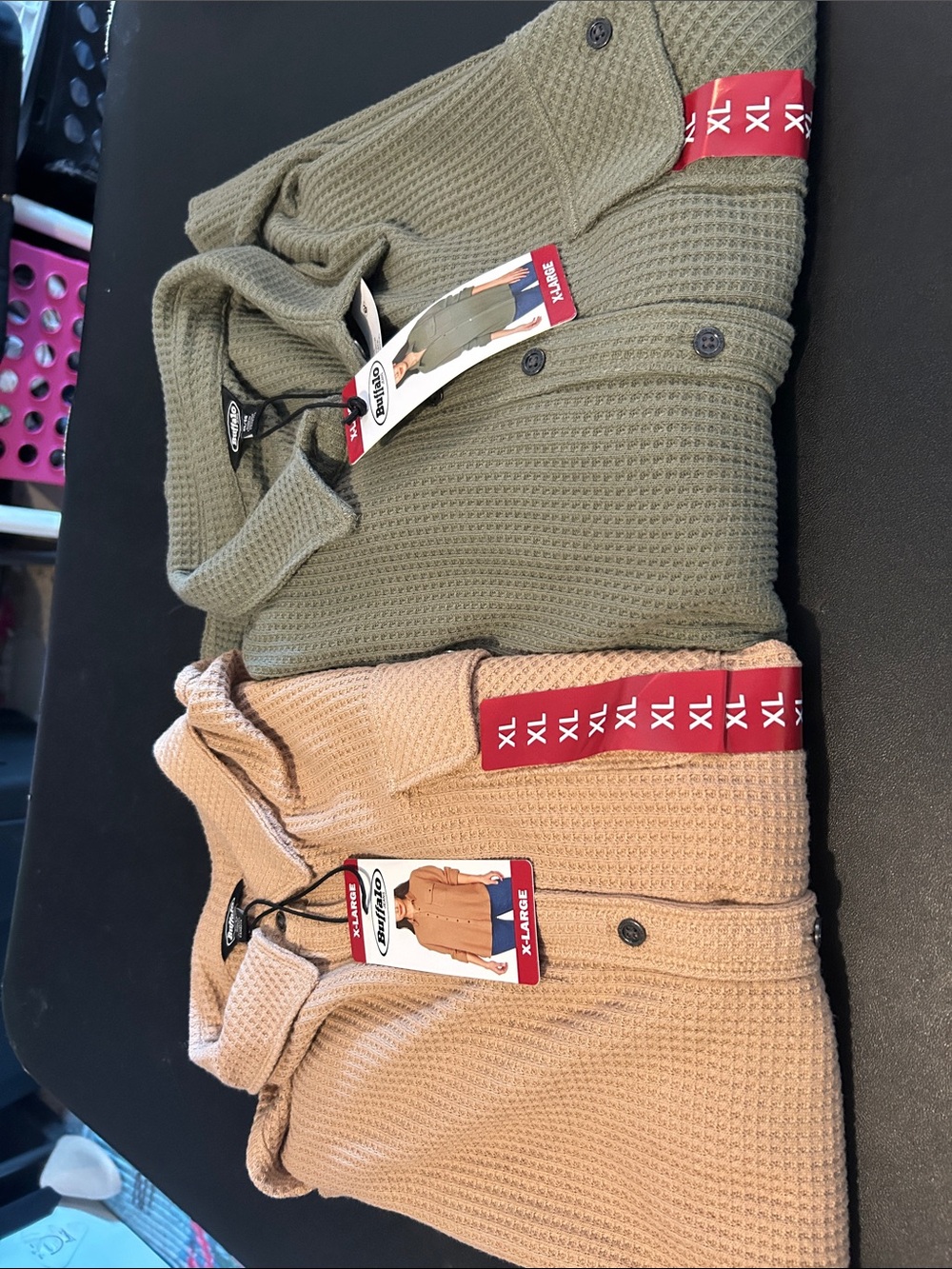 Olivia Harris Men’s Waffle Zip-Up Sweaters - Olive & Beige